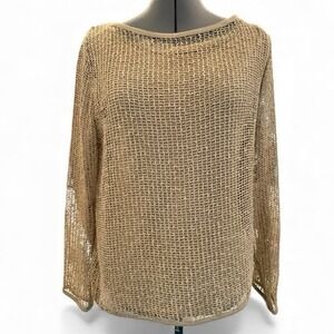 Uniform John‎ Paul Richard Gold Open Knit Mesh Sequin Sweater Vintage Medium